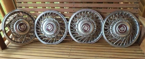 4 CADILLAC Car Hubcaps Automobile GMC Hub Caps Wheels Antique NASCAR Restaurant - Picture 1 of 11