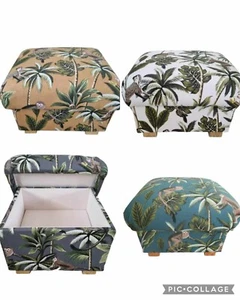 Storage Footstool Fryetts Monkeys Fabrics Rainforest Pouffe Jungle Apes Nursery - Picture 1 of 49