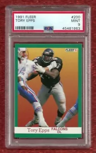 Fleer #200 1991 Tory Epps PSA 9 como nuevo Pop 1 ninguno más alto Atlanta Falcons - Imagen 1 de 1