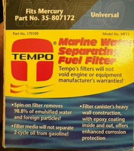 Tempo Boat Fuel Filter MF11 170100 | Water Separating 35-60494-1 - Picture 1 of 6