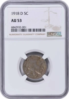 1918-D Buffalo Nickel AU53 NGC - Image 1 of 2