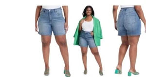 Ava & Viv Womens Bermuda Shorts Blue Denim High Rise Relaxed Fit Plus 26 New - Picture 1 of 1