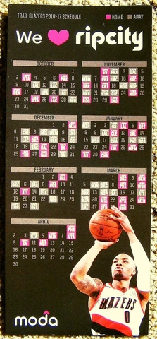 Portland Trailblazers 2016-17 SEASON SCHEDULE MAGNET Lillard Handout Blazers SGA Cover