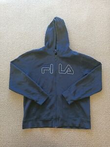 FILA Full Zip Hood Jacket Size Large Navy Hoodie (FLAWED)