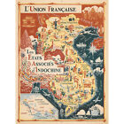 1948 Map French Union Associated States Indochina XL Wall Art Canvas Print