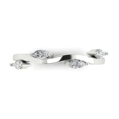 VVS1 Zirconia Diamond Half-Eternity Ring, Solid Gold Stackable Band (0.4 cttw) - Image 1 of 4