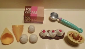 KITCHEN LITTLES BARBIE TYCO MATTEL MINIATURE FOOD ICE CREAM CONES SCOOPS LOT - Picture 1 of 9