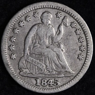 1845/45 RPD Seated Liberty Silver Half Dime XF E218 ZDEB - Image 1 of 3