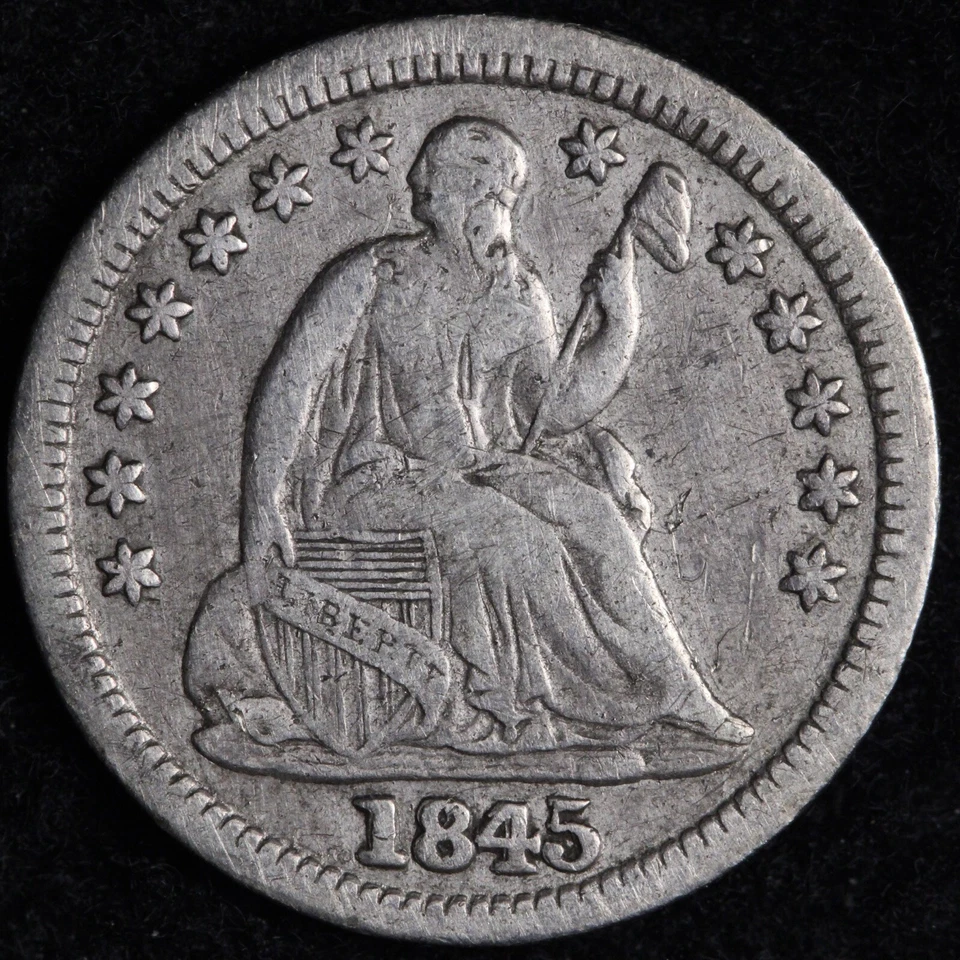 1845/45 RPD Seated Liberty Silver Half Dime XF E218 ZDEB - Image 1 of 3