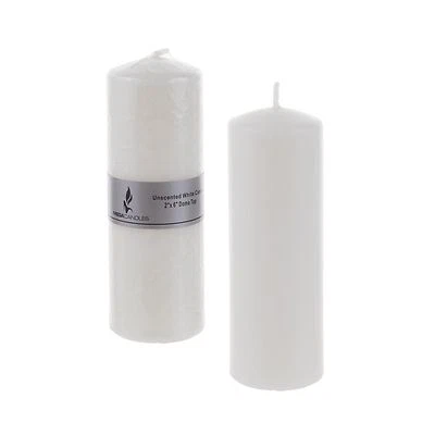 Mega Candles - Unscented 2" x 6" Round Pillar Candle - White, Set of 6 Foto 1 de 3