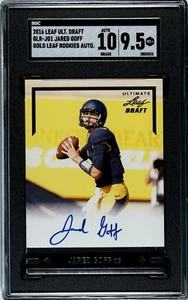 JARED GOFF-2016 Leaf Ultimate Draft Gold Leaf Rookies RC-SGC 9.5 Mint+ / Auto 10 - Imagen 1 de 2