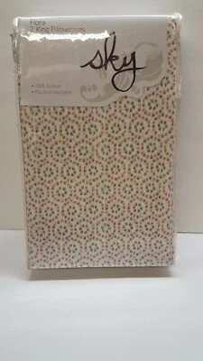 Pillowcases Sky KING Pillowcases Flora Cotton Dusk BEDDING PAIR OF 2 NEW $70 - Image 1 of 4