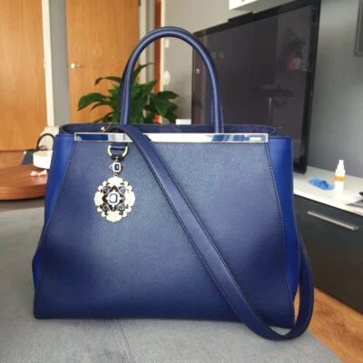 100% Genuine Electric Blue Pre-Owned Medium Fendi 2Jour Leather Tote - Image 1 of 4