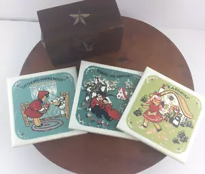 3 Vtg Painted Kemper Thomas Co Tile Wall Hanging Hansel Gretel Goldilocks Child - Picture 1 of 10