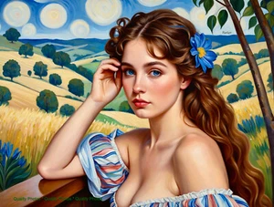 Judy Blue Eyes in the Country 8.5x11" Photo Print Style Pierre Renoir/Harker Art - Picture 1 of 1