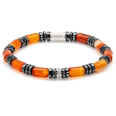 Perlenarmband Roter Achat Perlen 6mm 925 Sterling Silber MPII - Bild 1 von 3