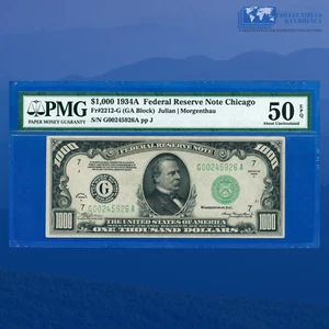 Fr.2211-G 1934 $1000 One Thousand Dollars FRN Chicago, PMG AU 50 EPQ #45926 - Picture 1 of 3