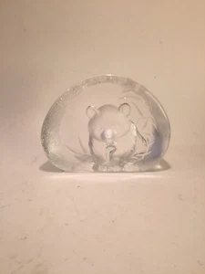 Mats Jonasson Panda Bear Bamboo Glass Crystal Paperweight Engraved 0256 Sweden - Picture 1 of 12