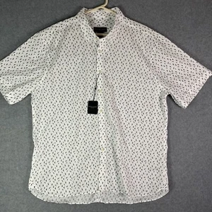 Pronto Uomo Button Shirt Mens 2XL Bird All Over Print White NEW Italian Designer - Picture 1 of 10