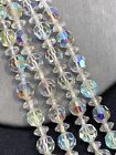 1950S  Aurora Borealis Glass Crystal Beaded Two Strand Flower Girl Necklace  14”