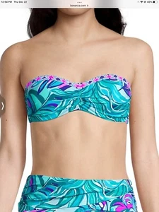 NWTLADIES LILLY PULITZER SZ 6 BANDEAU BIKINI TOP SEASALT BLUE  RET $88 - Picture 1 of 5