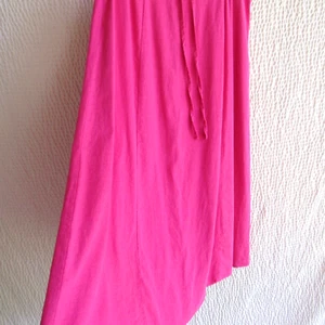 Hot Solid Pink Skirt M Linen Swing Aline Zip Up Back Waist 32 Midi Lino Vintage - Picture 1 of 8