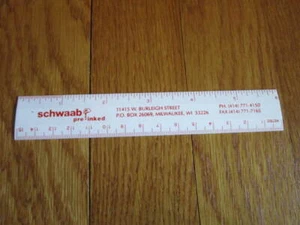 Regla coleccionable Schwaab Milwaukee WI preentintada ENVÍO GRATUITO - Imagen 1 de 5