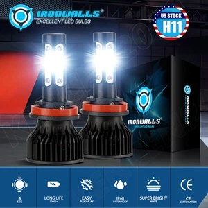 4-sides H11 H9 H8 LED Headlight Bulb Kit High Low Beam 2000000LM 6000K White 2X - Picture 1 of 12