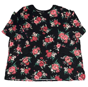 Torrid Super Soft Long Sleeve Slub Jersey Tee T-Shirt Top Black Floral 5X - Picture 1 of 6