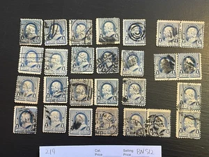 Buffalo Stamps: Lot of  Used Scott# 219 Small Banknotes  1¢ Franklin - Picture 1 of 1