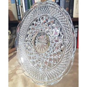 Wexford Diamond Glass Platter 11" Round 5 sect Relish Veggie Dips Anchor Hocking - Picture 1 of 17