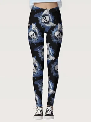 Leggings ajustados con estampado de calaveras aladas Foto 1 de 4