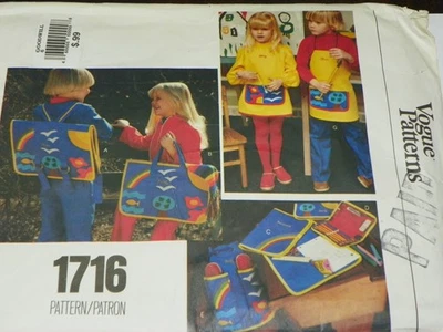 Sewing Pattern Vogue #1716 Children School Accessories Size Sm  1980s Uncut FF - Image 1 of 4