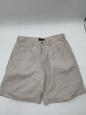 Vintage Cambridge Classics Mens Sz 34 Linen Cotton Blend Khaki Pleated Shorts - Image 1 of 4