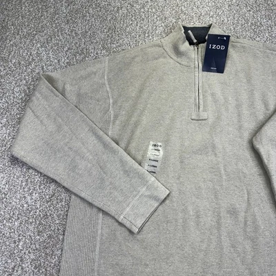 NUEVO Suéter Pullover Izod 1/4 Cremallera Para Hombre Talla XL Beige Manga Larga Foto 1 de 4