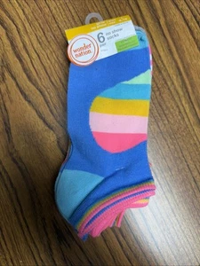 Girls Wonder Nation Multi Pattern No Show Socks (6 Pair) NEW! Large 4-10 - Picture 1 of 3