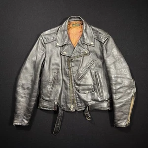 Vintage 1940s Schott Perfecto Horsehide Leather Motorcycle Club Brando Jacket - Picture 1 of 12