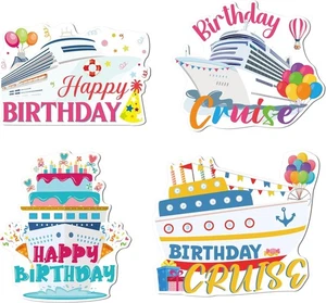 Geburtstag Kreuzfahrt Türmagnete 4-teiliges Set für Party und Kabinendekoration - Bild 1 von 1