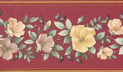 COUNTRY FLOWERS BUDS LEAVES ONLY  $7.99   6 7/8 " WIDE Wallpaper bordeR Wall - Image 1 of 3