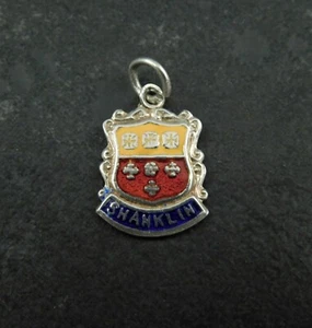 Vintage massives Silber & Emaille Souvenir Reise Charm für Armband &c Shanklin IOW - Bild 1 von 7