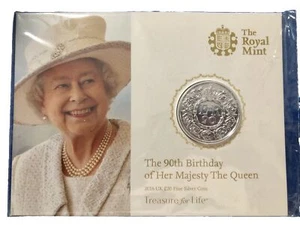 Moneda de plata fina Royal Mint 2016 £20 el 90 cumpleaños de Su Majestad la Reina - Imagen 1 de 5
