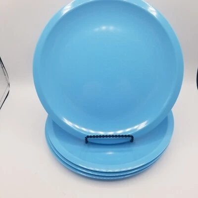 Juego de 4 platos de cena de melamina Zak Designs azul grueso resistente aptos para lavavajillas  Foto 1 de 4