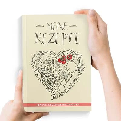 Rezeptbuch zum selberschreiben A5 Kochbuch Gemüseherz Backbuch Rezepte Geschenk - Bild 1 von 4