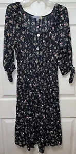 New Figueroa Flower Womens Dress Size L 3/4 Sleeve Sheer Casual - Picture 1 of 9
