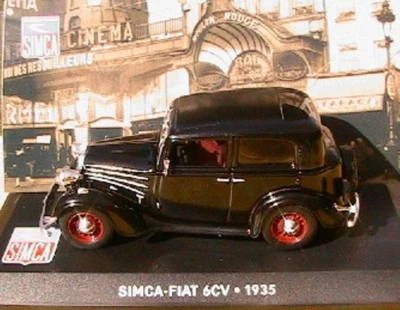 Simca Fiat 6CV 1935 Black ixo altaya 1/43 Black Negra Schwarz LHD Lef Hand Drive - Image 1 of 2