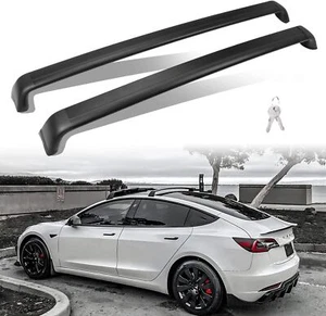 Fits For Tesla Model 3 2017-2023 Lockable Top Roof Rail Rack Cross Bar Crossbar - Picture 1 of 6