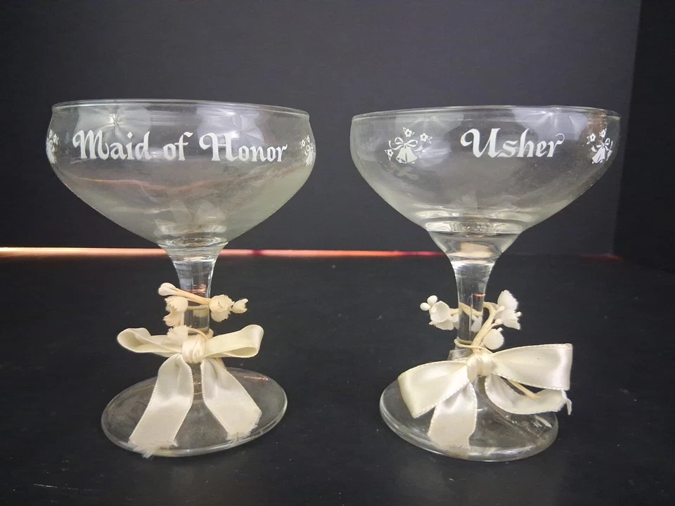 Juego de 2 copas tostadas de champán Maid of Honor & Usher 1987 de colección  Foto 1 de 4