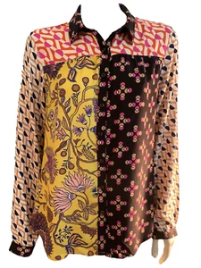 Maeve By Anthropology Frühling Sommer Bluse Knöpfe vorne floral geometrisch S - Bild 1 von 9
