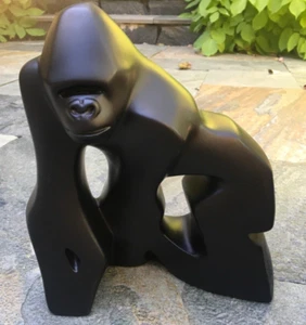 Carl Shultz 1977 Brutalist Gorilla Ceramic Sculpture MCM Cubist Art - Picture 1 of 10