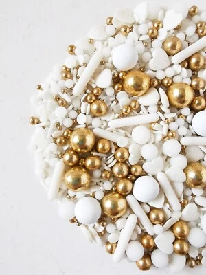 PASTEL CAKES SPRINKLES Cake Sprinkles Luxury White Gold Wedding Mothers Day Cupcakes Cake Toppers